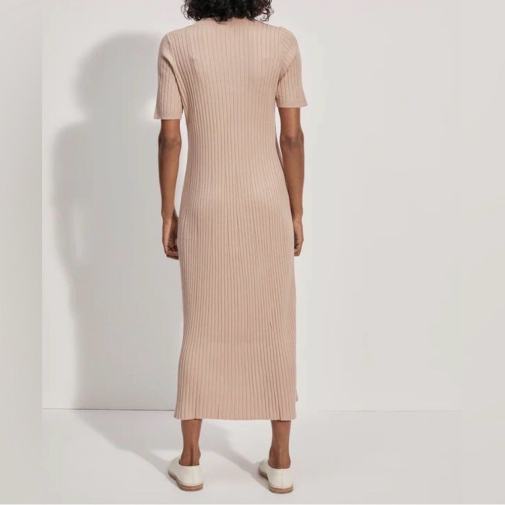 Varley Maeve Ribbed Knit Midi Dress Women’s XL Warm Taupe Neutral Short Sleeve - Picture 5 of 13